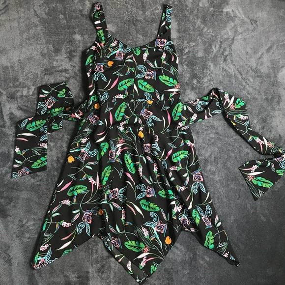 A New Day Womens Small Sleeveless Tropical Floral Print Pointed Pixie Hem Dress - Picture 2 of 10